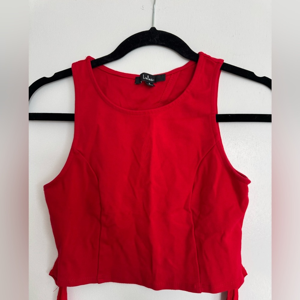 Lulu's Open Back Red Crop Top